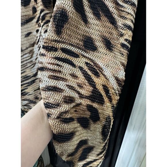 CHICO Women Sheer Stretch Nylon Mesh Long Cardigan Animal Print 1 Baddie Mcbling - Picture 2 of 7